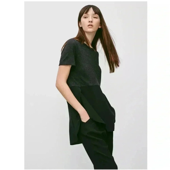 Wilfred Tops - Aritzia Wilfred with Silk  Capucine Black Shortsleeve T-Shirt